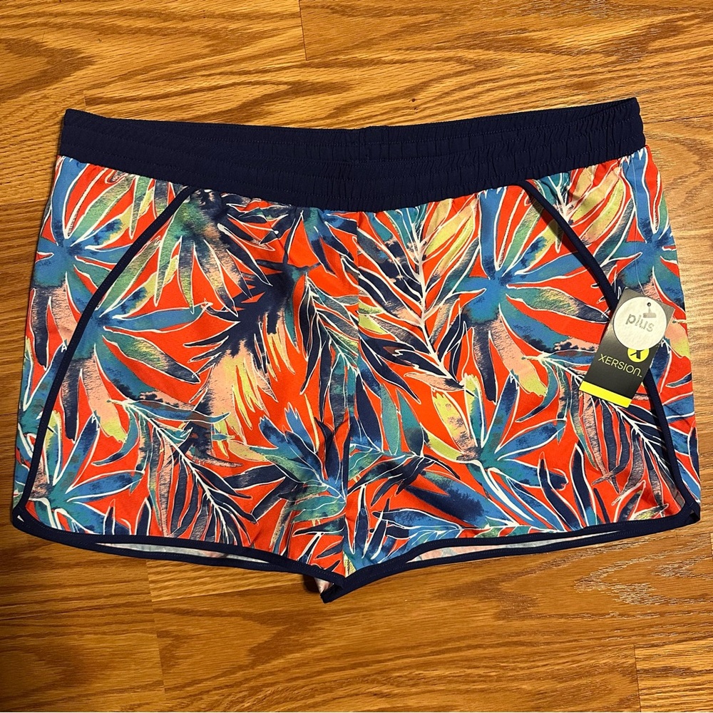 NWT Tropical Leaf Print running Shorts size 14